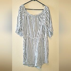 Love by Chesley White & Navy Stripe Romper, size 3x